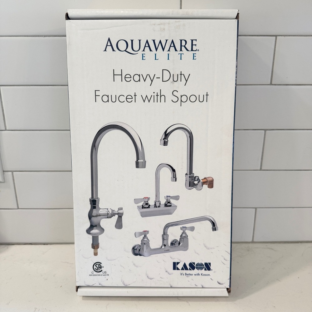 Kason Aquaware Elite 4in Deck Mount Faucet 6in Gooseneck Wrist Handles